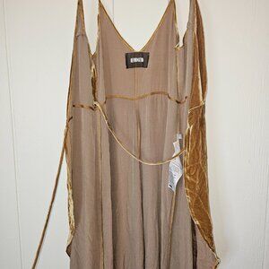 REFORMATION Gold Velvet Dress